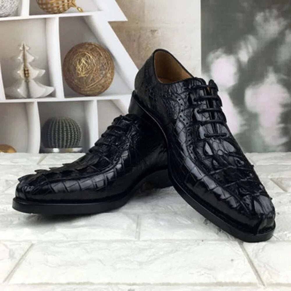 ousidun  new  crocodile  Men's shoes  Handmade shoes   Single shoes  business  men formal shoes  shoes men Dress shoes