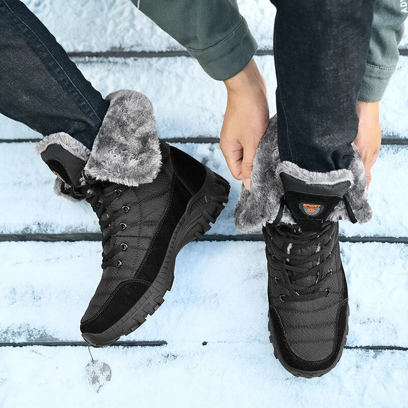 Snow boots men's winter 2021 new plus velvet warm trend men's shoes high top outdoor mountaineering padded men's cotton shoes
