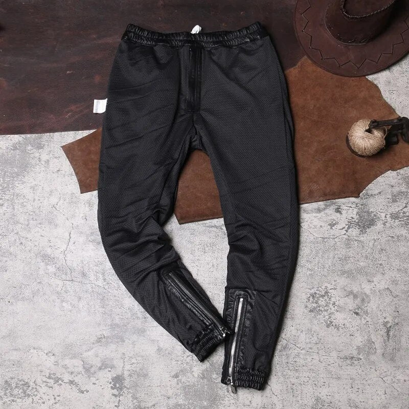 Black High Street Biker Pants Korean Style 2022 Spring Autumn New Classic Vintage Mens Solid Fashion Casual Pants Concise