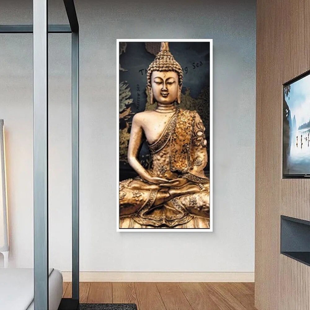HUACAN 5D Diy Full Square Diamond Embroidery Mosaic Buddha Rhinestone Religion Portrait Diamond Painting Home Decor Gift
