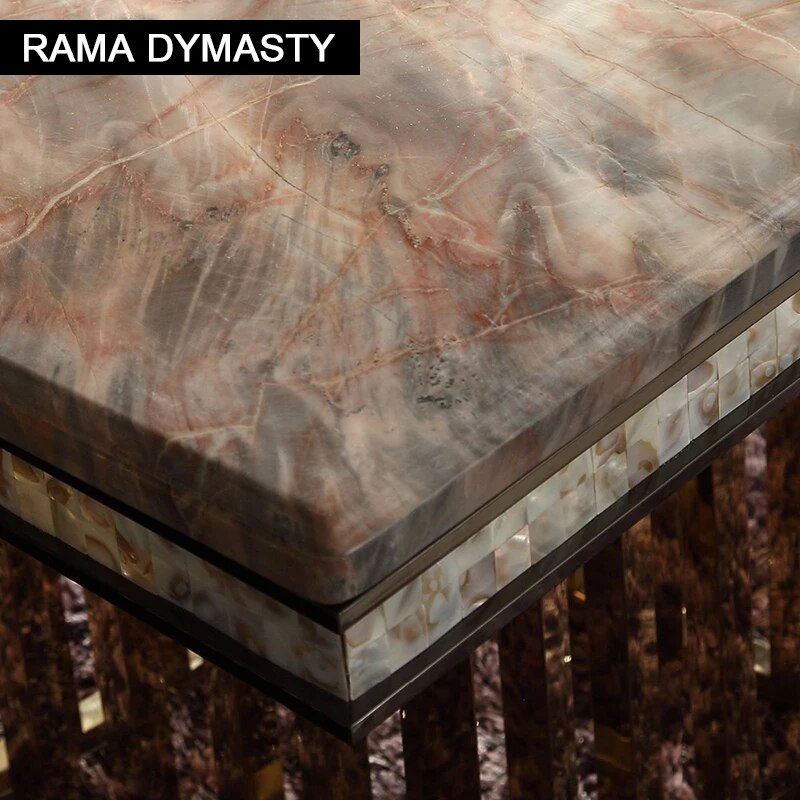 Rama Dymasty stainless steel Dining Room Set Home Furniture modern marble dining table rectangle table