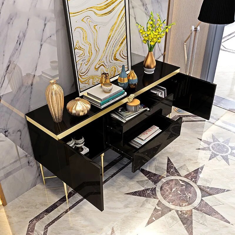 Sideboards Cabinet Simple Stainless Steel Cabinet Restaurant Decoration Cabinet Model Room Furniture