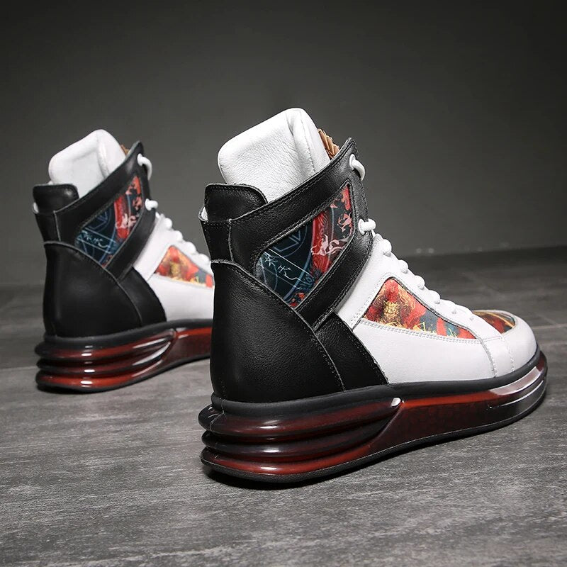VRYHEID New Genuine Leather Men Boots Fashion High Top Breathable Casual Sneakers Zapatillas Personality Street Style Men Shoes