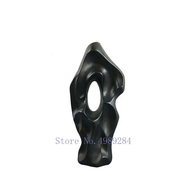 Ceramic Vase Black and White Abstract Hollow Out Hole Handicraft Furnishings Flower Arrangement Accessories Home Decoration