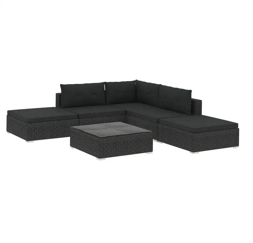 6PCS Outdoor Garden Furniture Set Rattan Corner Sofa Patio Conversation set for Backyard Porch Garden Poolside only ship to uk