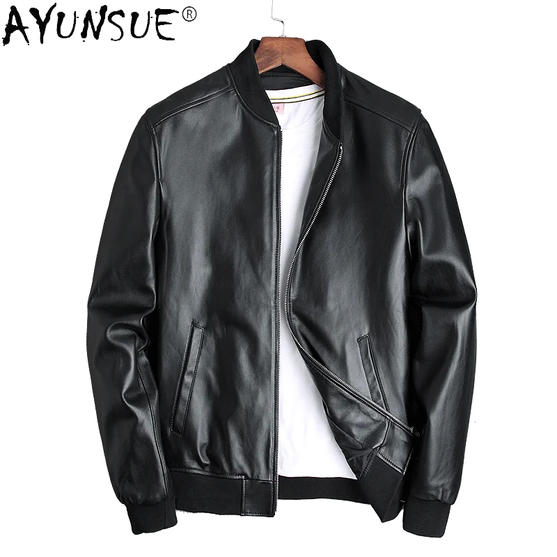 AYUNSUE 100% Sheepskin Leather Jacket Men Short New 2020 Men's Clothing Autumn Winter Coat Mens Chaqueta Cuero Hombre LXR380