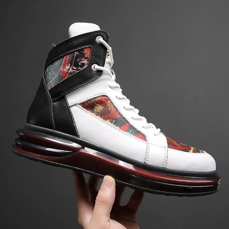 VRYHEID New Genuine Leather Men Boots Fashion High Top Breathable Casual Sneakers Zapatillas Personality Street Style Men Shoes