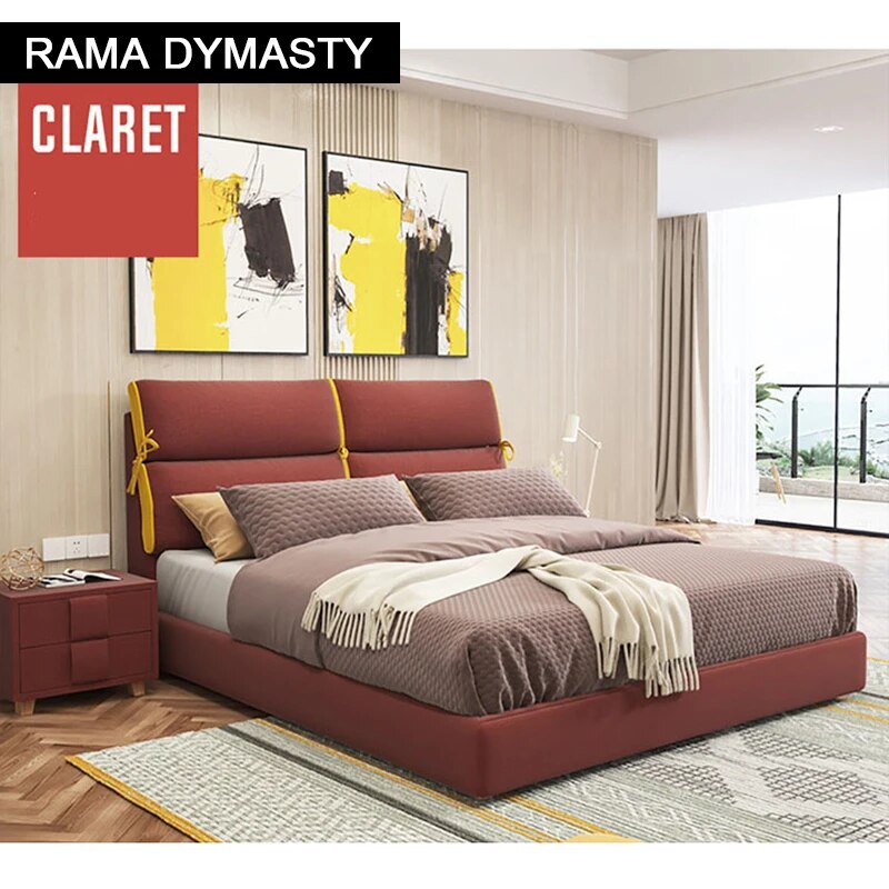 RAMA DYMASTY fashion fabric soft bed modern design bed bett, cama fashion king/queen size bedroom furniture