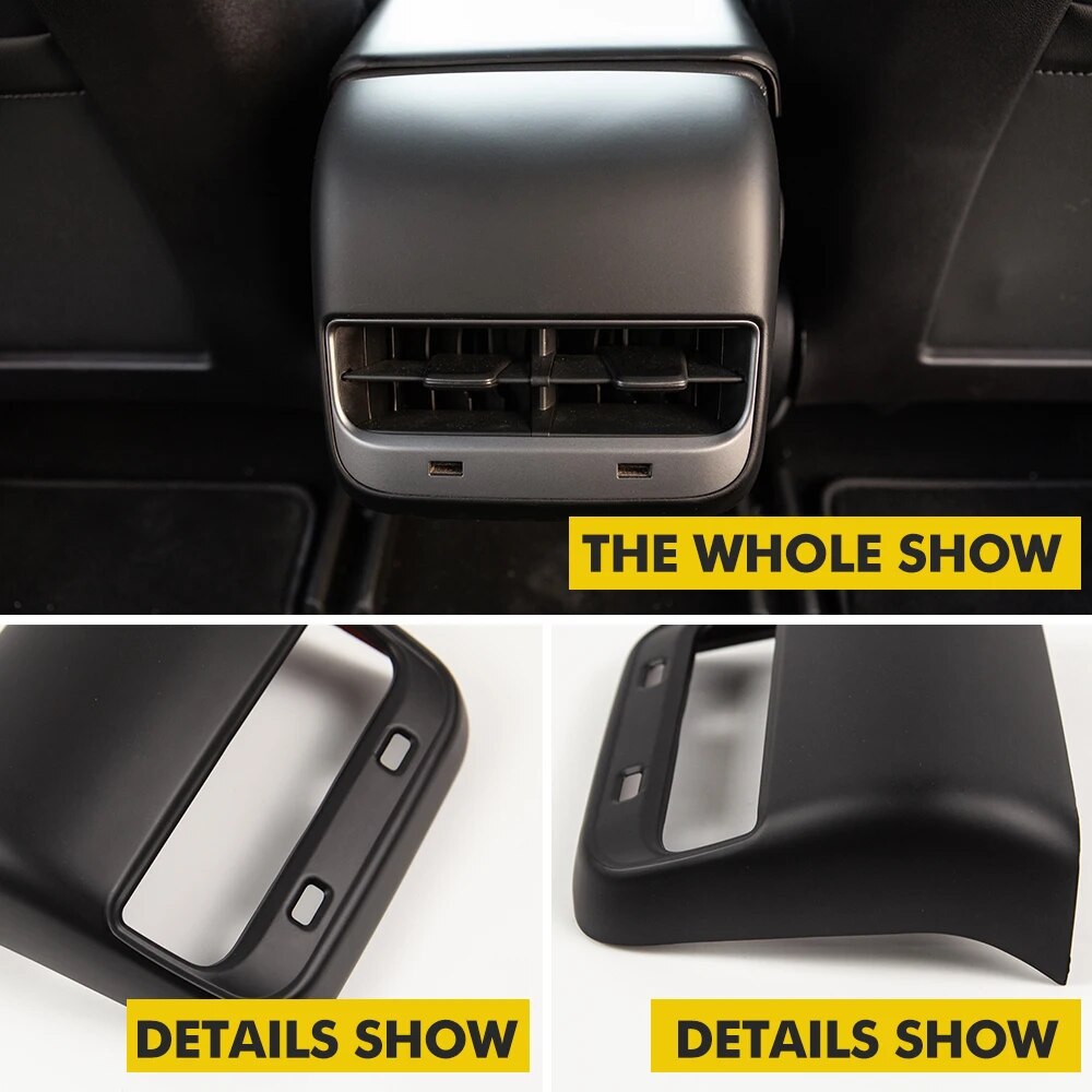 Heenvn 2021 Model3 Car Carbon Fiber ABS Rear Air Vent Outlet Cover Trim For Tesla Model 3 Accessories Interior Model Y Three New