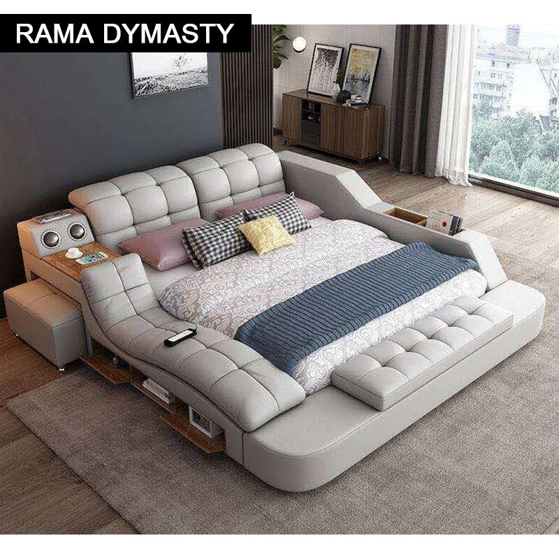 Leather Bed Frame Massage Home Bedroom Furniture Camas Lit Muebles De Dormitorio Yatak Mobilya Quarto Bet