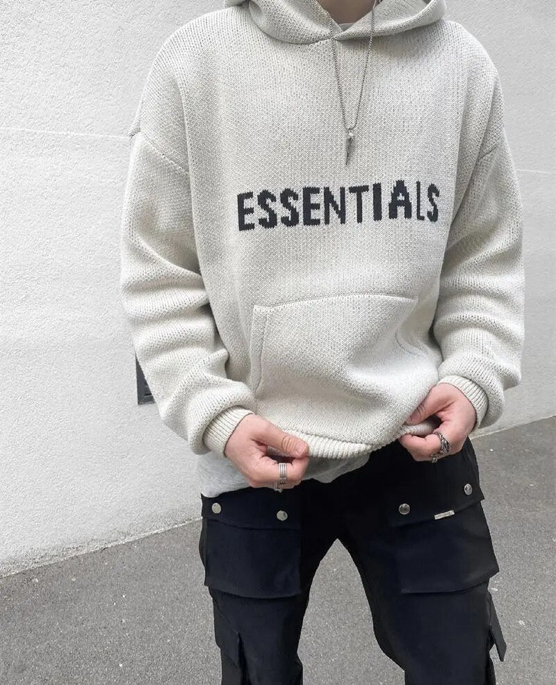 Knitted Pullover Kanye West Hooded Men's Women's Sweater Trend Streetwear Oversized Casual Knit Hoodies Men's Clothing Sweaters