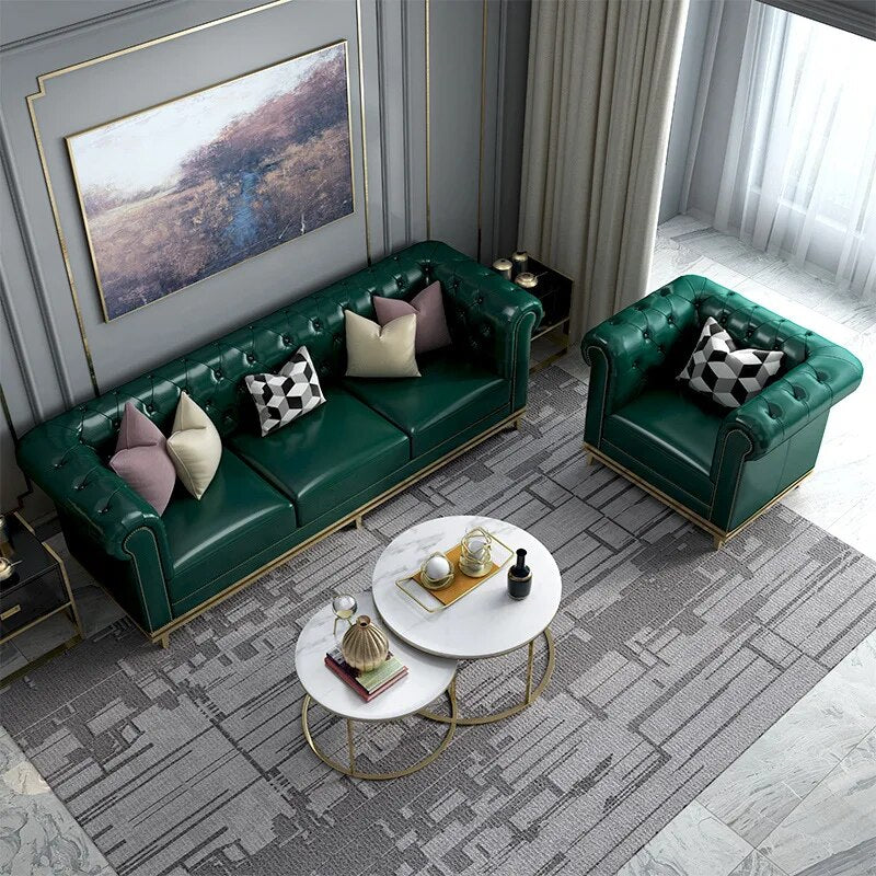 Sofa modern villa living room leather sofa set furniture