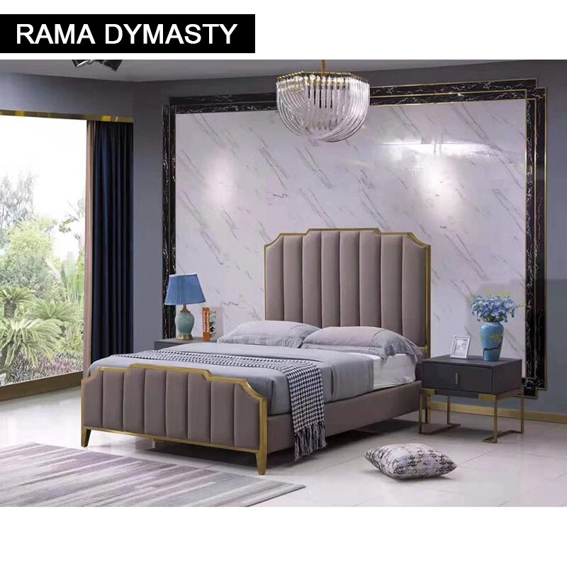 RAMA DYMASTY genuine leather soft bed modern design bed bett, cama fashion king/queen size bedroom furniture