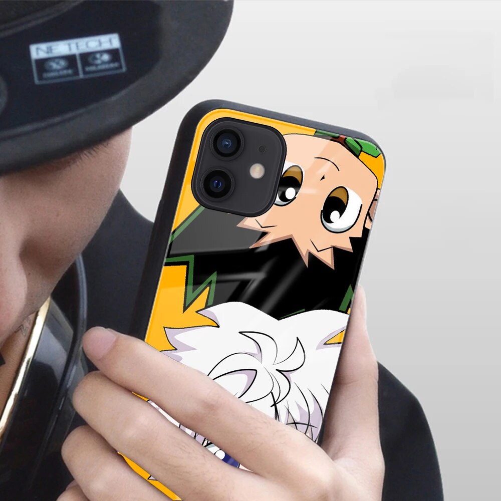 Cute Killua Zoldyck Gon·Freecss Hunter X Hunter Glass case for iphone 12 mini SE 7 8 14 Plus 11 12 13 14 Pro  X XR XS max cover