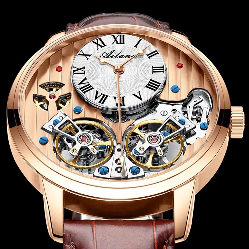 AILANG AAA Quality Watch Expensive Double Tourbillon Switzerland Watches Top Luxury Brand Men's Automatic Mechanical Watch Men