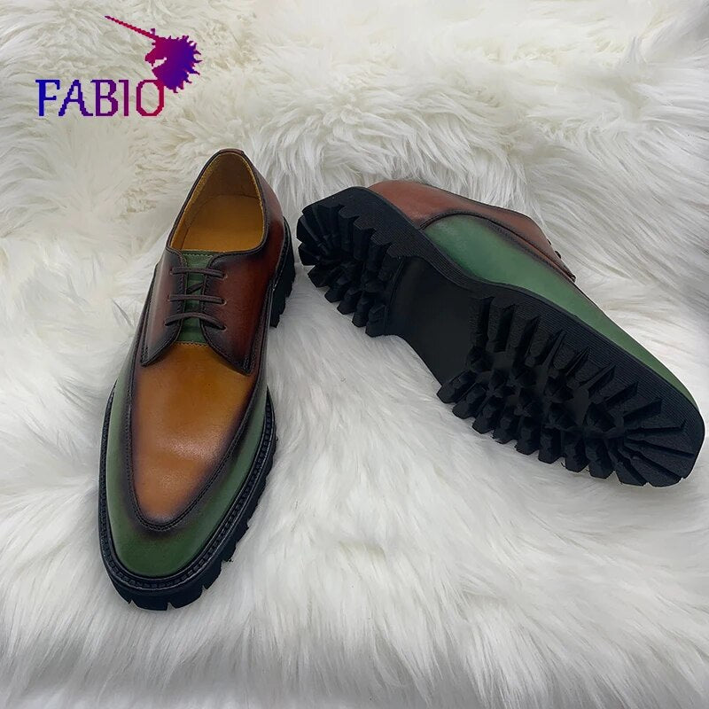 French cowhide men's shoes imported foaming outsole leather men's shoes Bruti style men's shoes