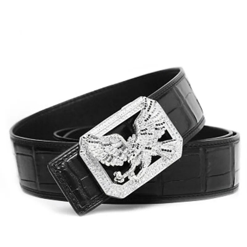 VVBrown  new Stainless steel  Plate buckles  crocodile  Men belt  Smooth buckle  men crocodile belt  male belt brown black