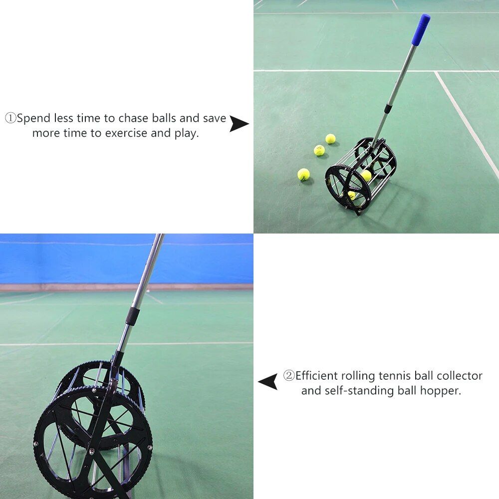 55 Balls Capacity Tennis Balls Retriever Tennis Ball Picker Ball Hopper Roller Tennis Accessory L-8