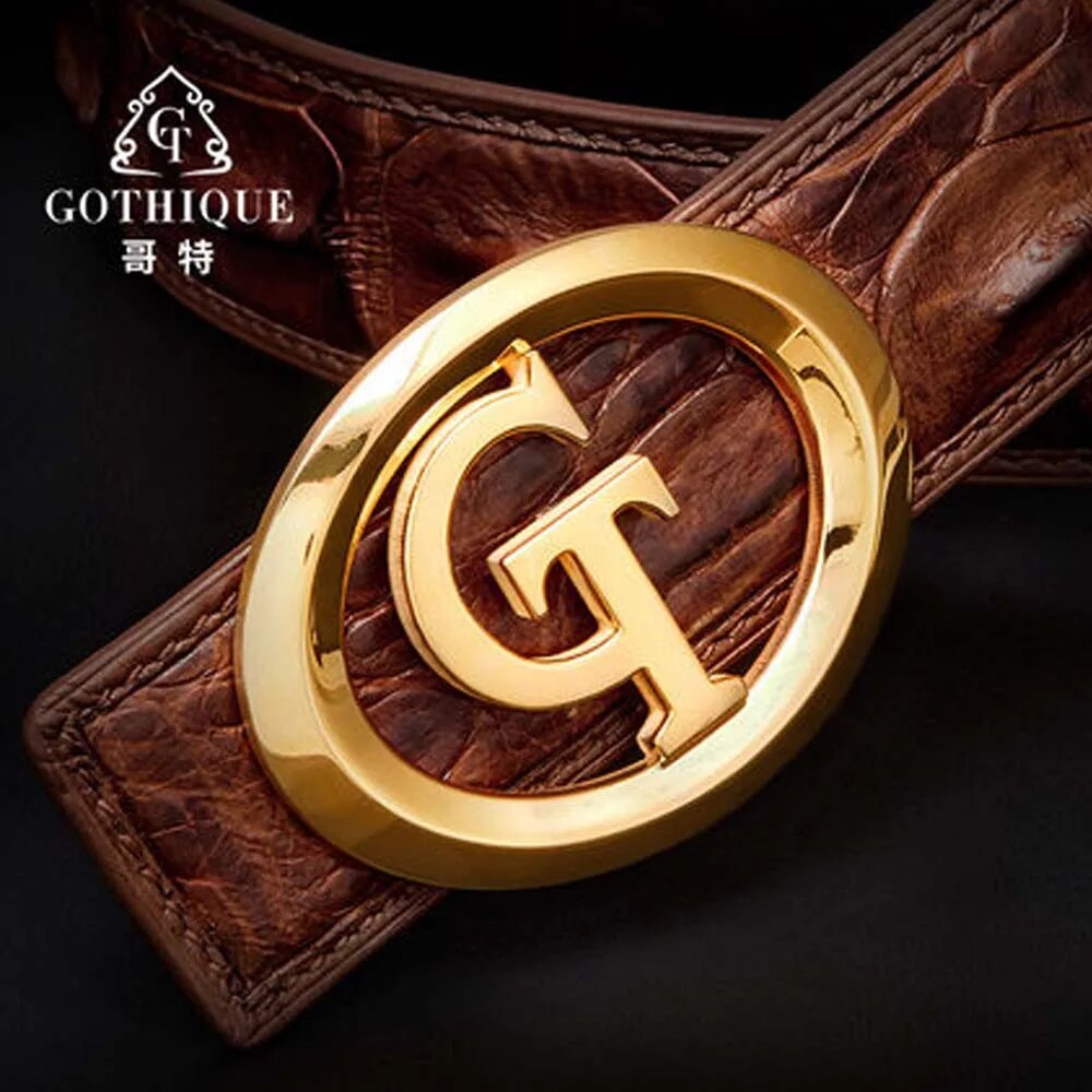 gete Big bone  Bay crocodile Belt  male estuarine crocodile leather Smooth buckle  trend  business affairs  high-grade male belt