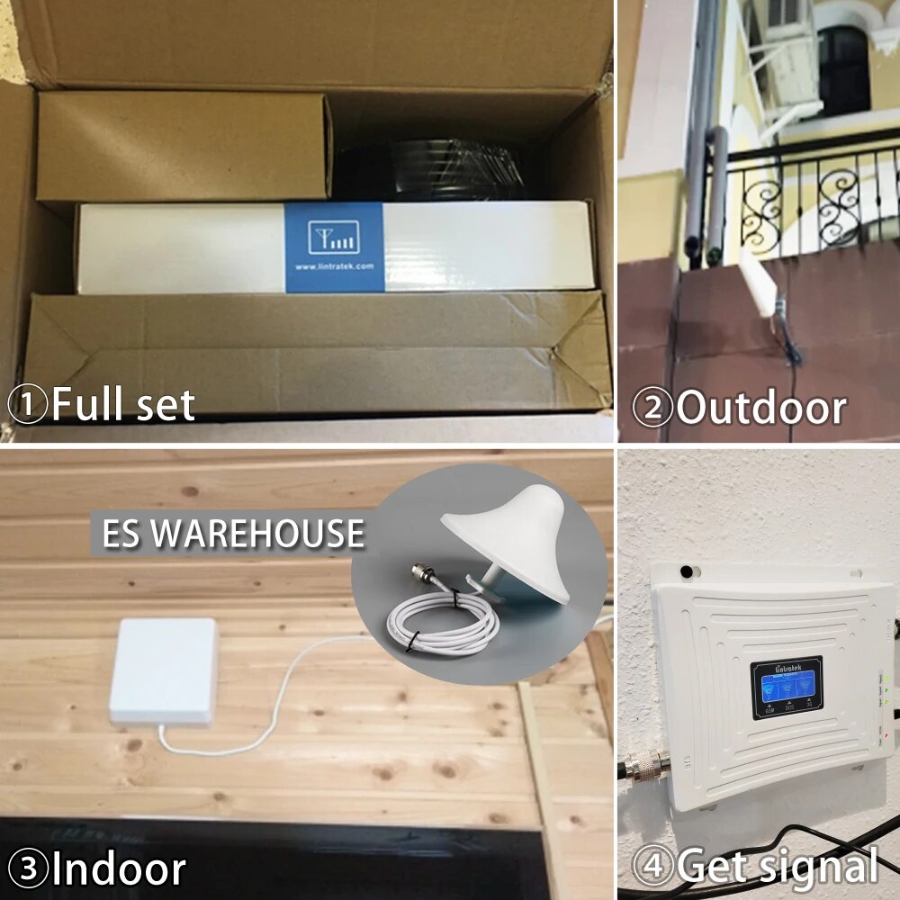 Lintratek 2g 3g 4g Cellular Signal Booster GSM 900 1800 2100 GSM WCDMA UMTS LTE Cellular Repeater Band3 Mobile Phone Amplifier