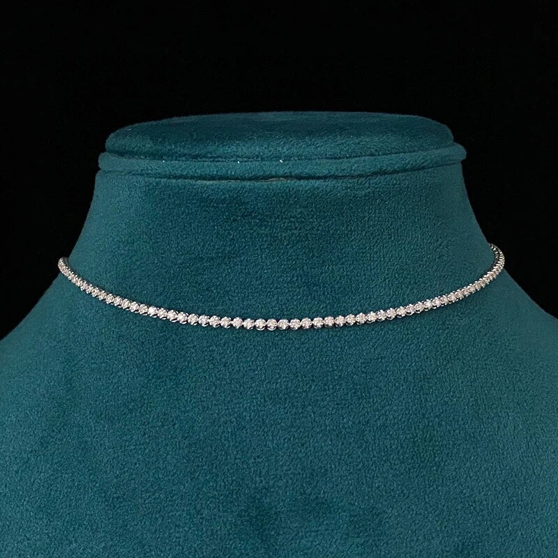 Aazuo 18K White Gold Real Diamonds 2.0ct 35CM Fashion Luxury Necklace for Woman Senior Party Charm Jewelry Gift Real Gold Au750