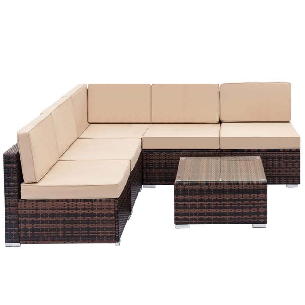 Patio Furniture  Set Fully Equipped Weaving Ratt 6pcs Fully Equipped Weaving Rattan Sofa Set