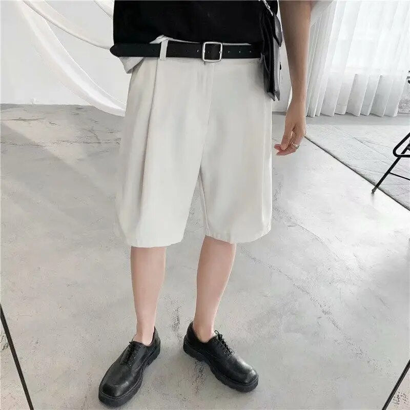 Summer Casual Shorts Men Fashion Solid Color Business Dress Shorts Men Streetwear Wild Loose British Style Suit Shorts Men