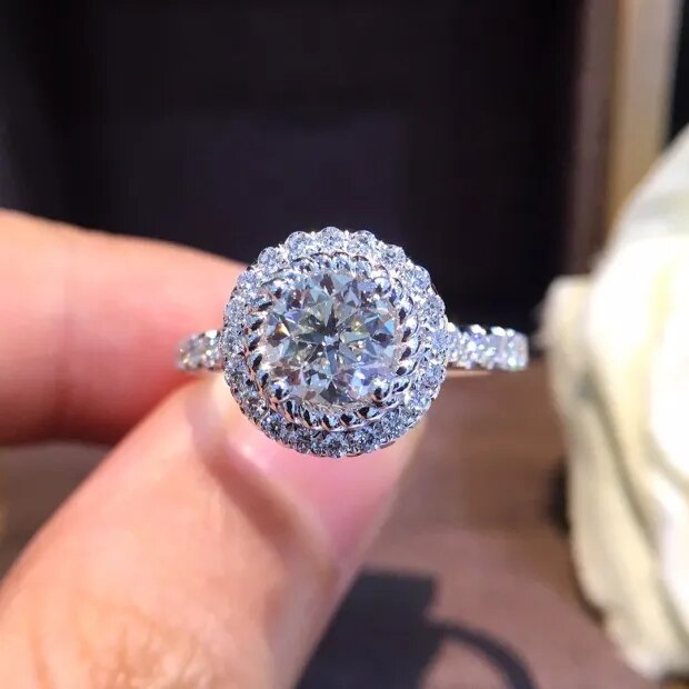 Natural Diamond 18K Gold Pure Gold Ring Beautiful Gemstone Ring Good Upscale Trendy Classic Party Fine Jewelry Hot Sell New 2023