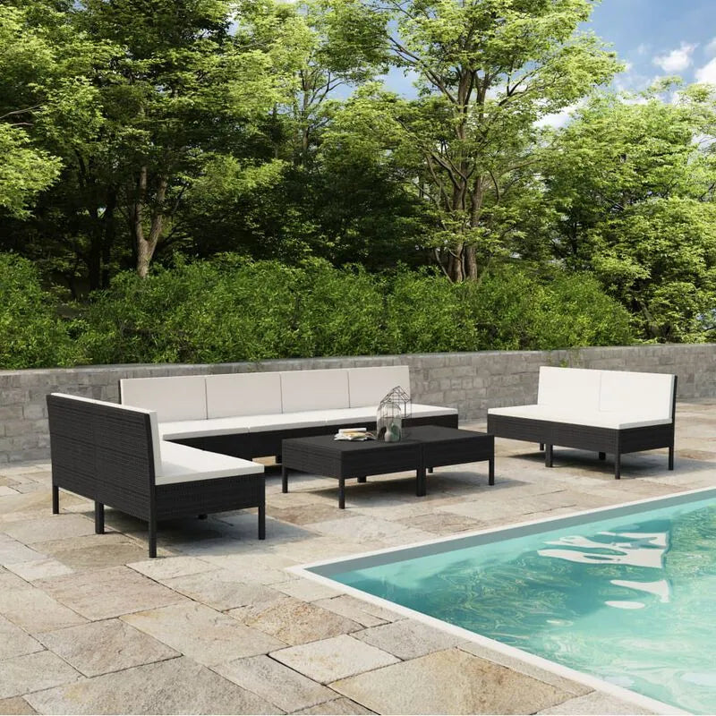 Outdoor Rattan Sofa Set of 10 Furniture Movable Free Combination Garden Home DecorationTerrace Waterproof Durable Seat Cushion