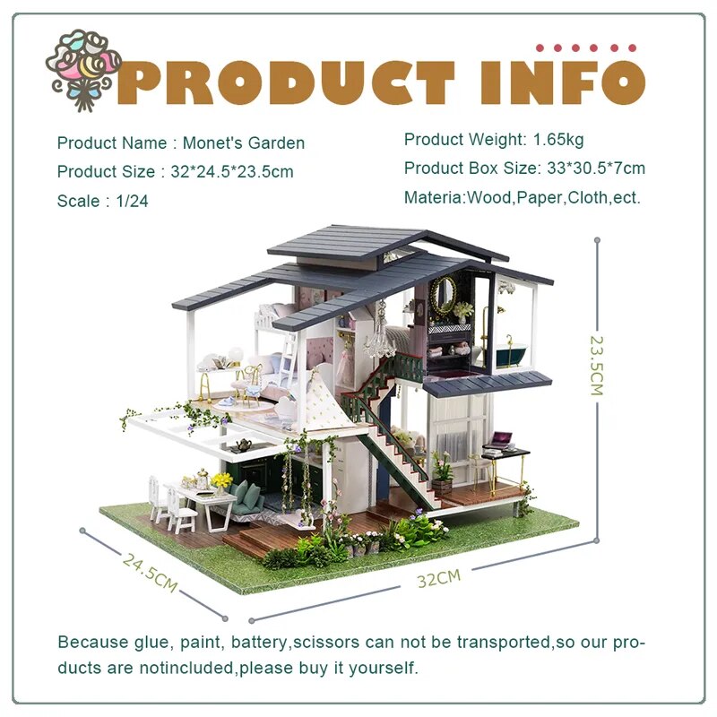 CUTEBEE DIY Dollhouse Wooden Doll Houses Miniature Doll House Furniture Kit Casa Music Led Toys for Children Birthday Gift A81