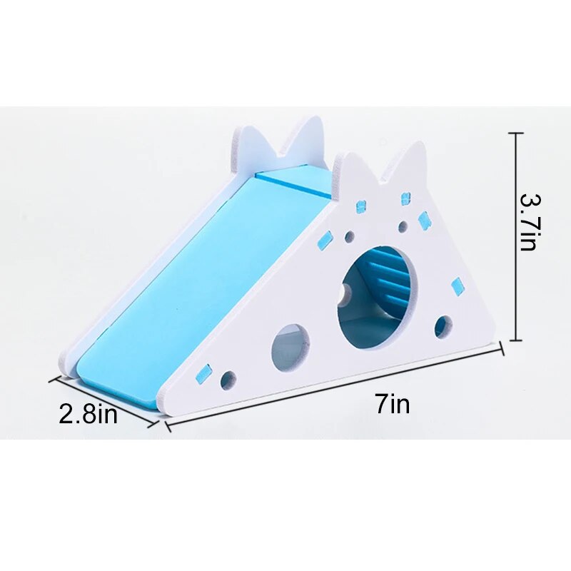Hamster Hideout Cute Hamster Exercise Toy Wooden Hamster House with Ladder Slide for Guinea Pig Hamster Accessories Hamster Cage
