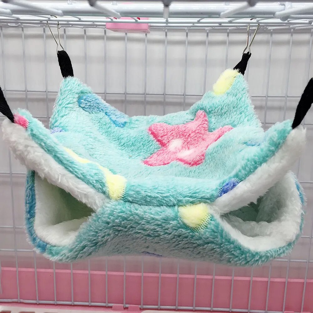 Pet Hammock Pet Bed Double Plush Soft Winter Warm Hanging Nest Bed Small Pet Hamster Houses Cotton Nests Pets Supplies