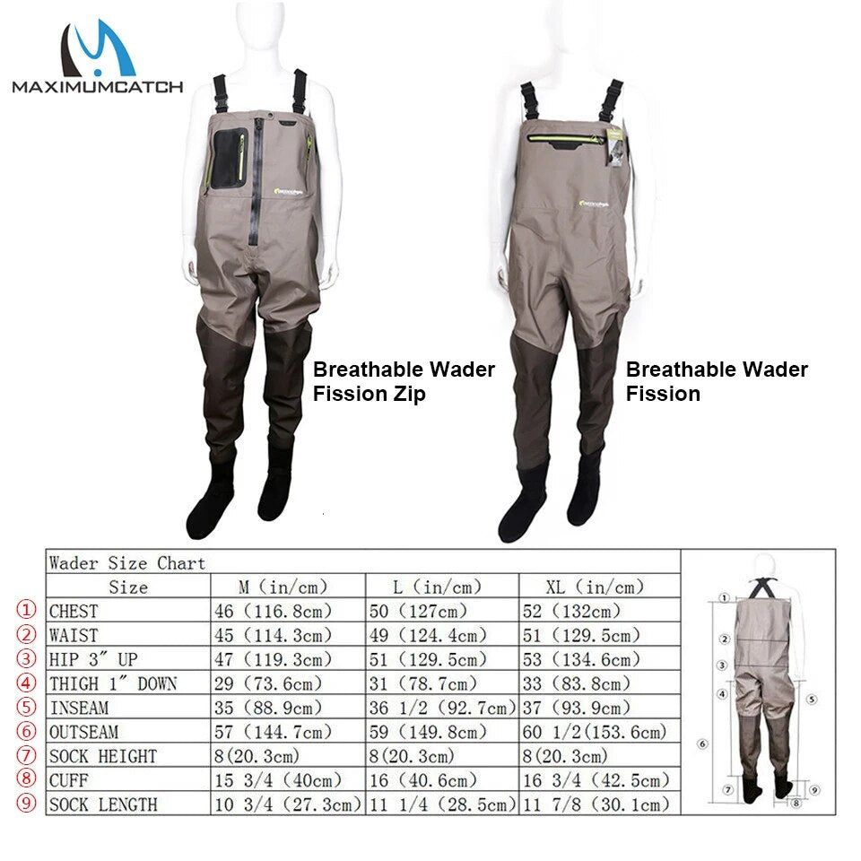 Maximumcatch Outdoor Stocking Foot Light Weight Breathable Fly Fishing Wader Waterproof Wading Pants with Bag