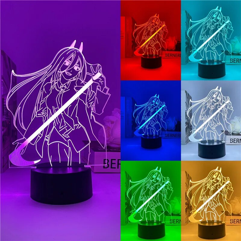 Chainsaw Man3d Night Light Comics Power Pochita Cartoon Character Model Light Bedroom Dormitory Atmosphere Decorative Light