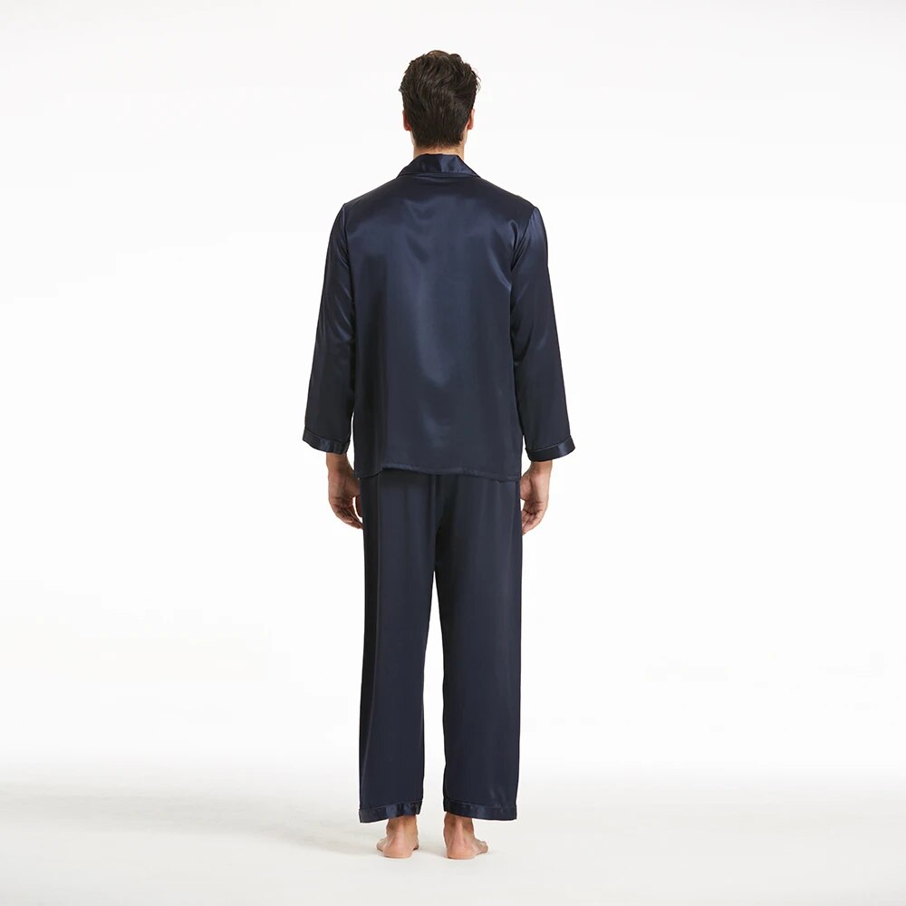 LILYSILK 100 Silk Pajamas Set For Men 19 momme Mulberry Luxury Long Sleeves Notched collar Men's Clothing Free Shipping