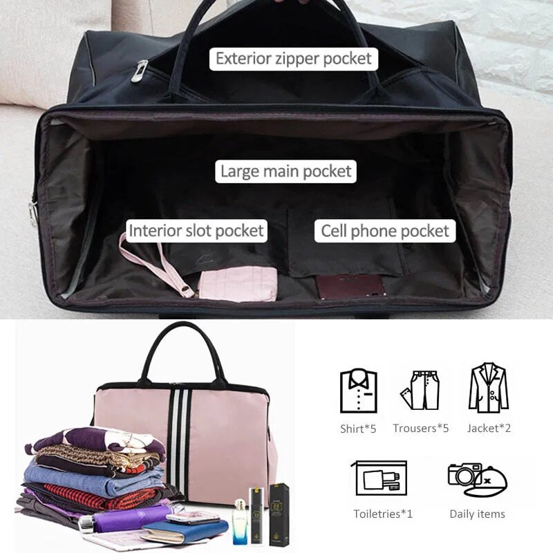 Korean Version Overnight Weekend Traveling Bag Strip Handbag Big Travel Bag Luggage Men's Foldable Duffle Bags 2023 New XA637ZC