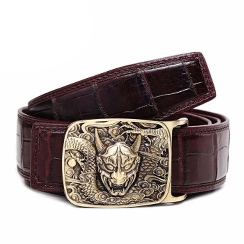 VVBrown  crocodile leather business  men crocodile belt  brass  Plate buckles  male  belt  Smooth buckle  men belts male
