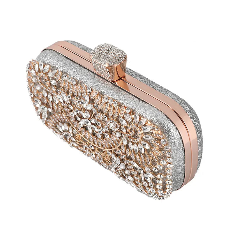 Diamond Evening Clutch Bag For Women Wedding Golden Clutch Purse Chain Shoulder Bag Small Party Handbag With Metal Handle ZD1397