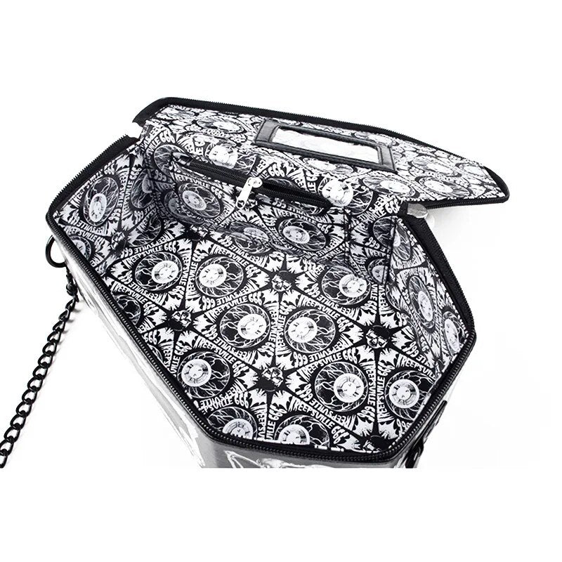 JIEROTYX Skulls Bats Design Womens Bags Handbags Crossbody Bags Girls Shoulder Messenger Bag Female Black Punk Gothic Drop Ship