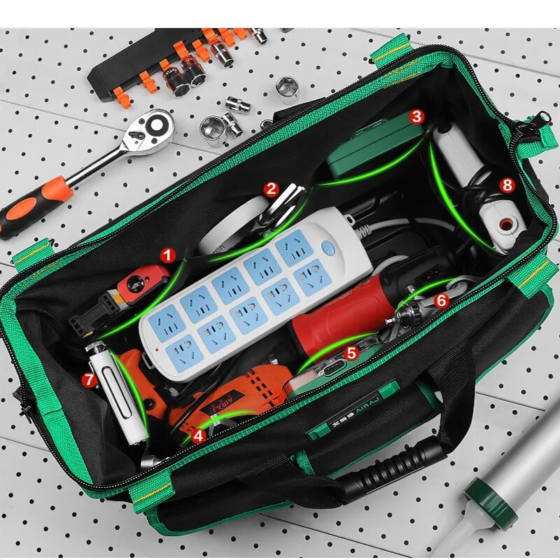 AIRAJ Multifunctional Tool Bag Large Capacity Oxford Canvas Waterproof Bag Wear-Resistant Tool Repair Storage Electrician Bag