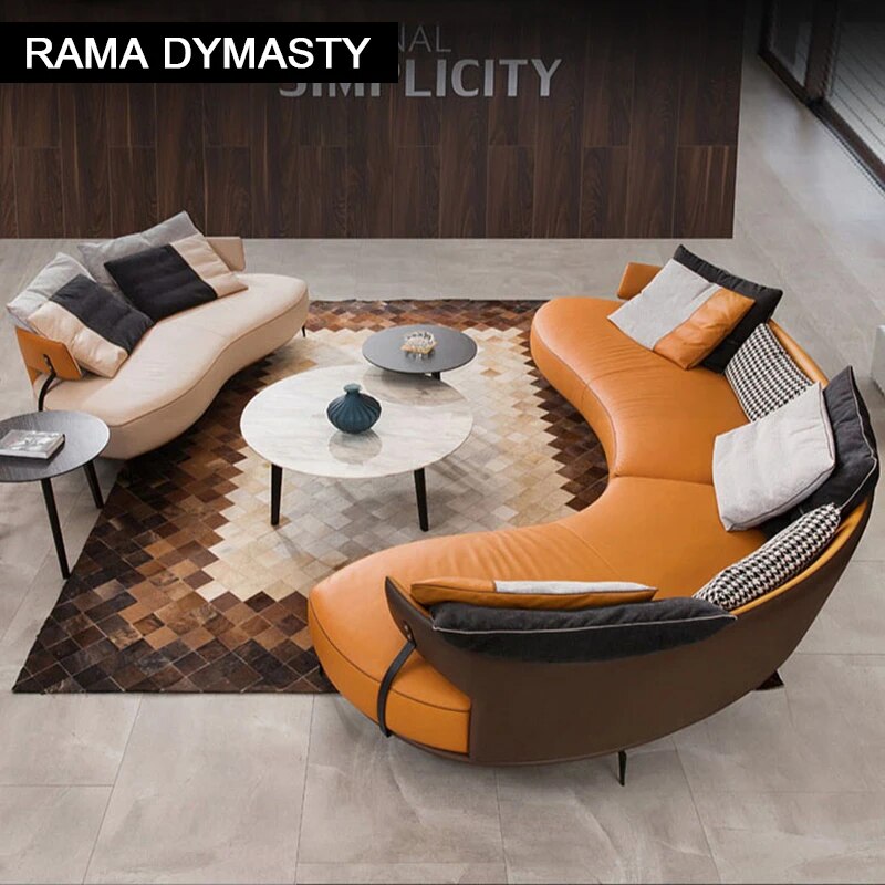 Customized high quality living room furniture  sofa set real leather sofa Curved sofa Creative sofa