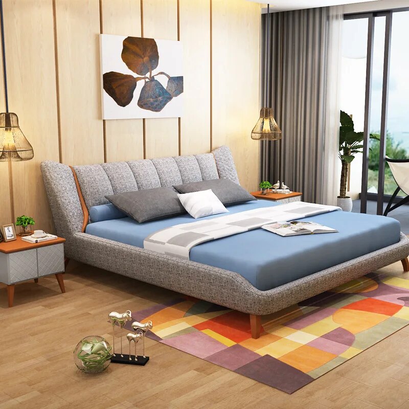 1.5 or 1.8 m new arrivel  solid wood frame fabric soft bedroom furniture  #CE-100