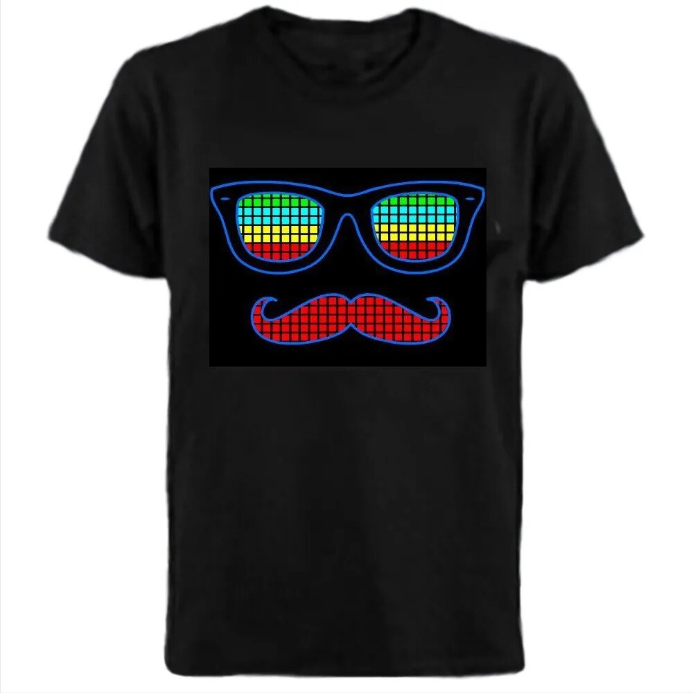 51pcs/lot Chirstmas Halloween led T-shirt  Sound Activated Flashing Light T Shirt Light Up Down Music Party