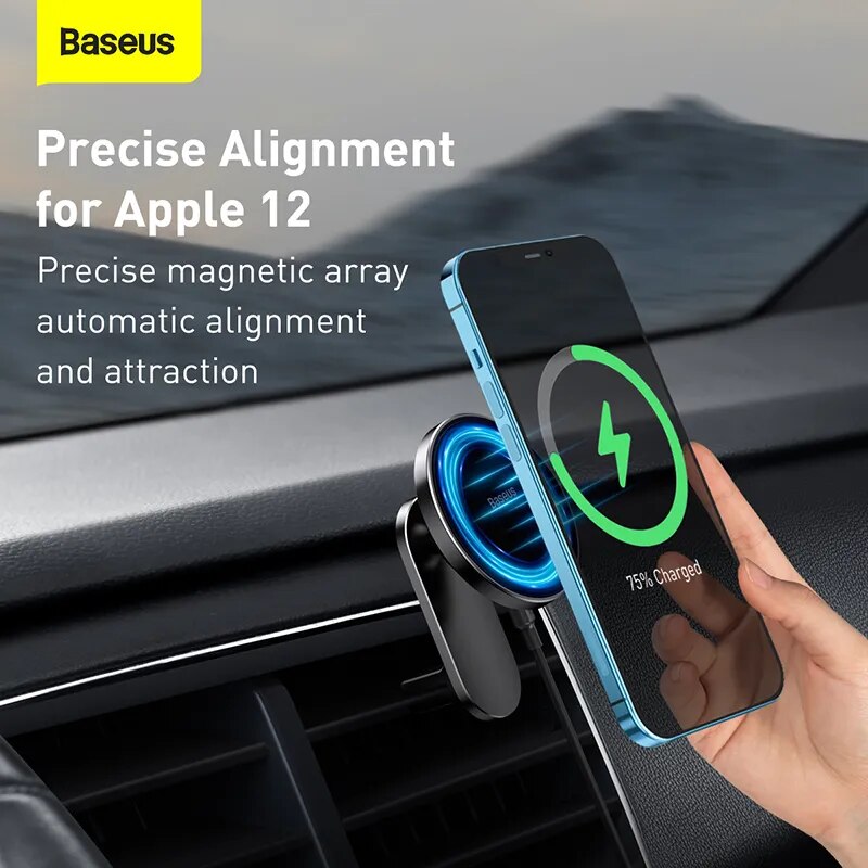 Baseus Car Phone Holder 15W Wireless Charger Stand Magnetic Charger Mount for iPhone 12 Series Strong Megnetic