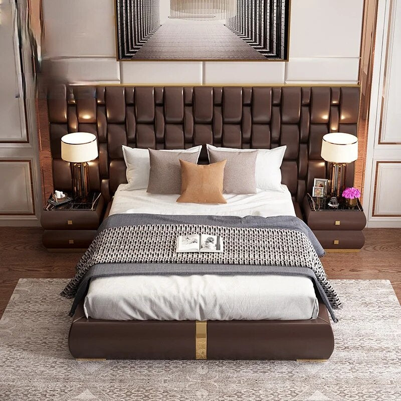big bed modern minimalist fabric bed Hong Kong style villa master bedroom creative design custom furniture
