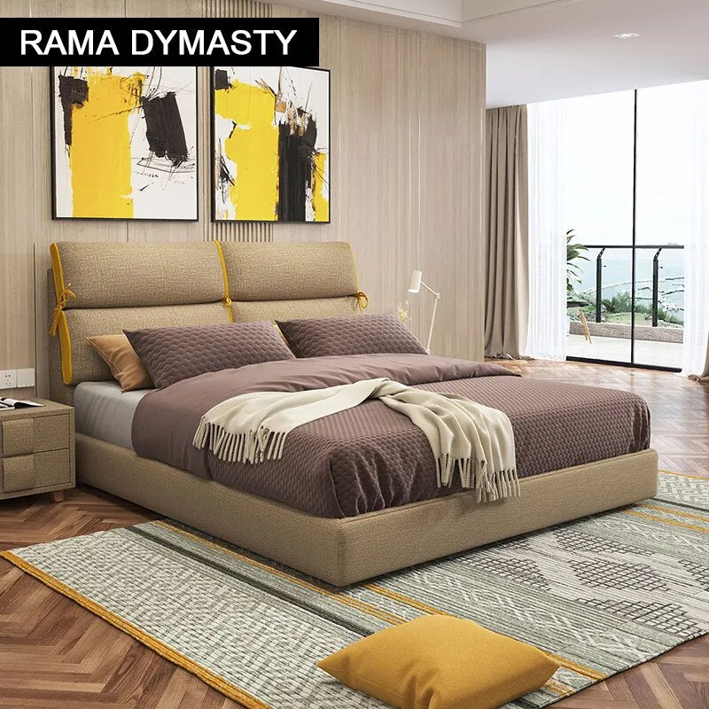 RAMA DYMASTY fashion fabric soft bed modern design bed bett, cama fashion king/queen size bedroom furniture