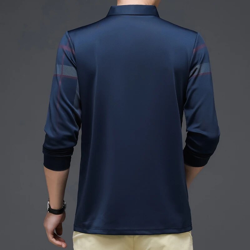 New Brand Plaid Polo Shirts Men Spring Autumn Long sleeve Tee Shirts Homme Slim Fit Korean Casual Camisa Polos T1068