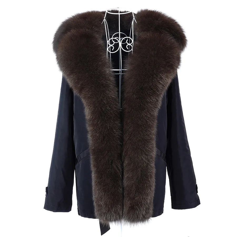 Maomaokong Winter coats 2021 women's clothing New natural real fox fur coat parkas Rabbit fur lining Jackets Fur coat
