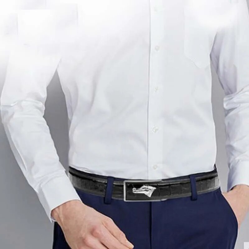 mafeimengge crocodile leather men belt  male belt business  leisure  Smooth buckle  Young  crocodile men belt