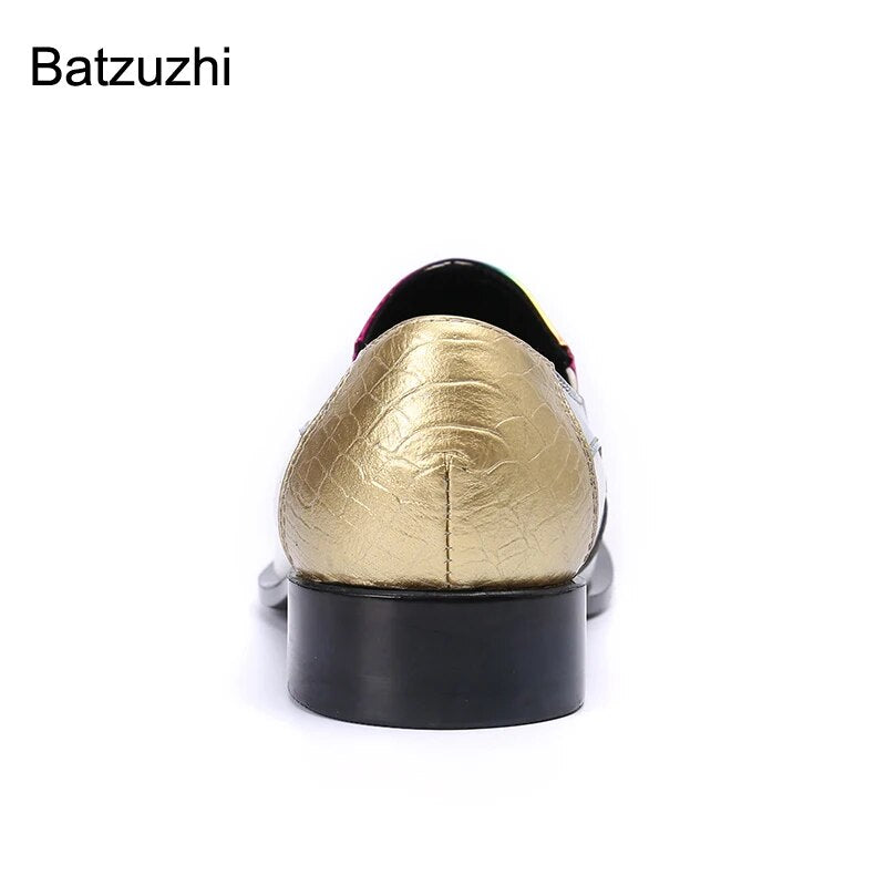 Batzuzhi Japanese Type Fashion Men's Shoes New Design Pointed Iron Toe Genuine Leather Dress Shoes Men Party and Wedding Zapatos